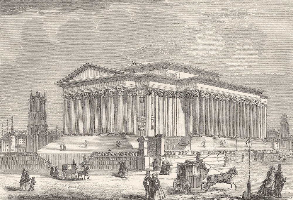 LIVERPOOL. St. George's Hall and Assize Courts 1850 old antique print picture